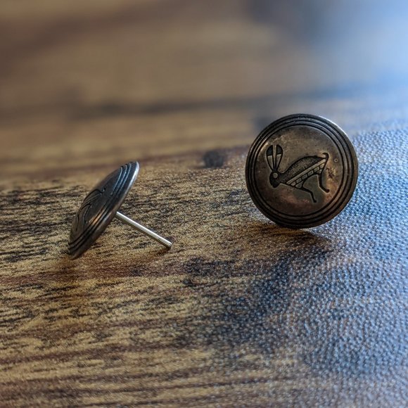 .925 Silver Rabbit Studs - Picture 2 of 2